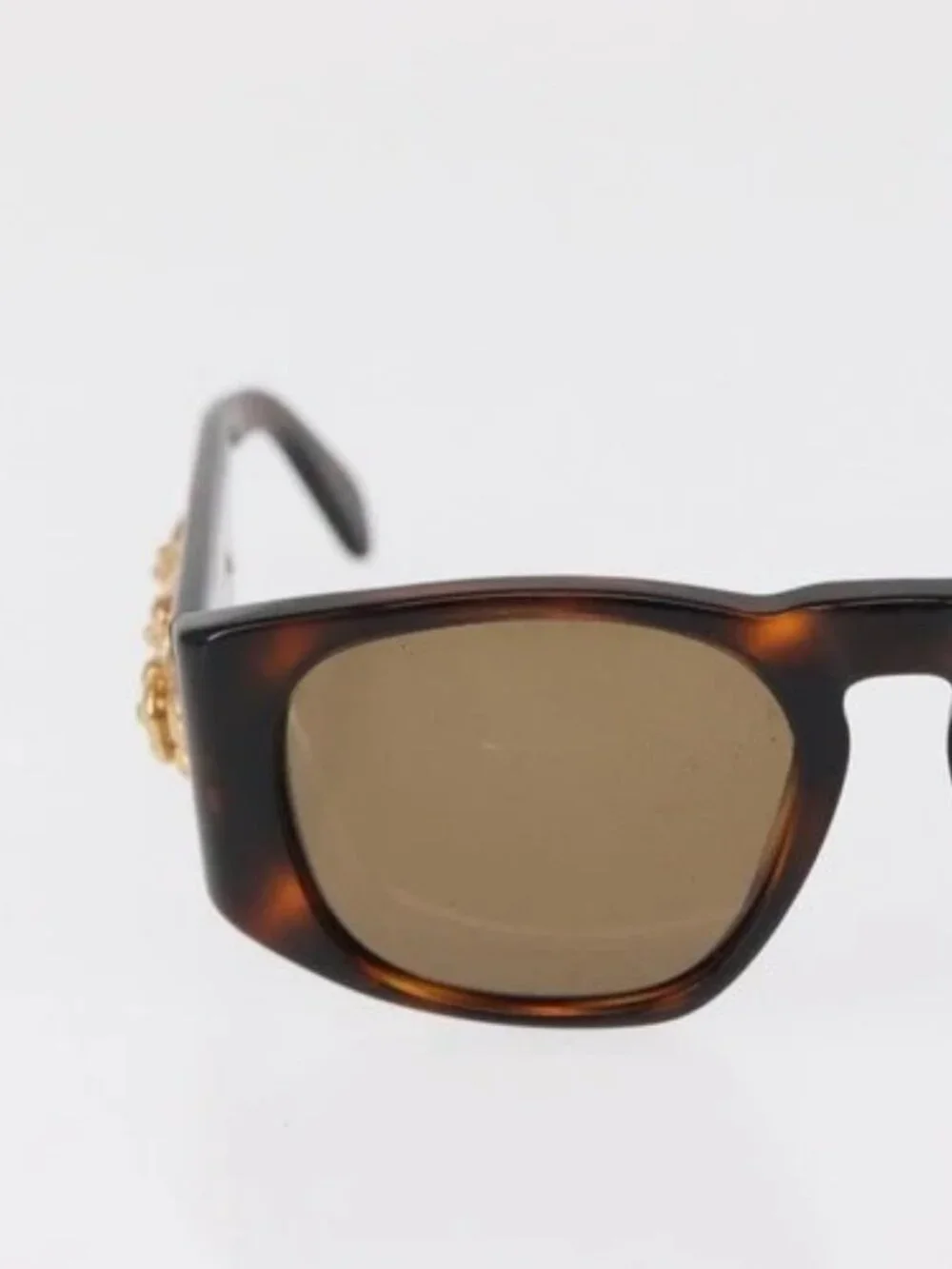 CHANEL Sunglasses plastic Brown CC Auth bs32160